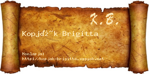 Kopják Brigitta névjegykártya